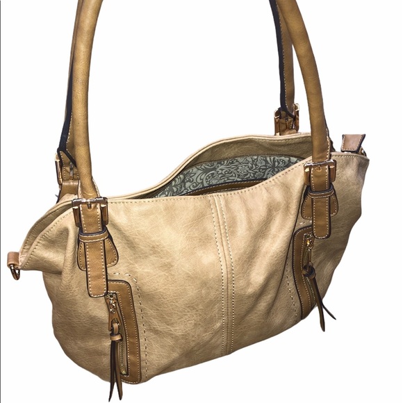 Tan faux leather boho handbag/purse - Picture 1 of 11